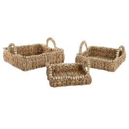 Bandeja Boho DKD Home Decor Natural 37 x 18 x 37 cm Set de 3 (2 Unidades)