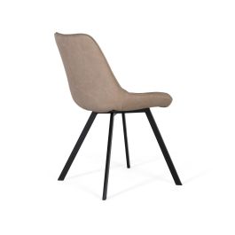 Giner y Colomer - Lote de 2 Sillas Beige con Tapizado PU y Pies de Acero Negro