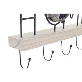 DKD Home Decor Perchero Pared Industrial Planet Loft Negro 8 x 21 x 36 cm (2 Unidades)