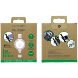 4smarts Cargador Inalámbrico MFi Carga Rápida para Apple Watch Series 1-9/SE/Ultra/Ultra 2 y AirPods, QI2, USB, Plata