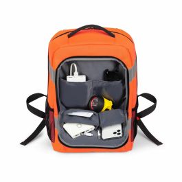 Dicota P20471-18 Mochila HI-VIS Base 24L Naranja con Compartimento Portátil, rPET y Elementos Reflectantes para Niños y Niñas