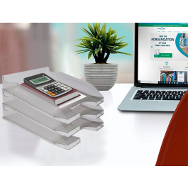 Q-connect Bandeja sobremesa plástico gris oscuro transparente 240x70x340 mm