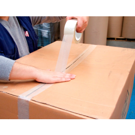 Q-connect Cinta Adhesiva Monofilamentos Transparente para Embalaje 50 mt x 50 mm Reforzada con Fibra de Vidrio