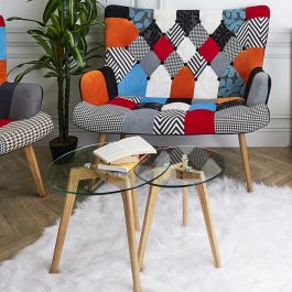 Home Deco Factory Juego de 2 Mesas Redondas de Cristal para Salón