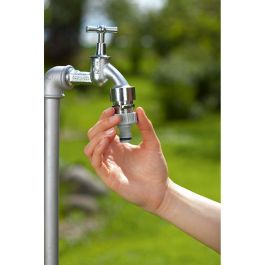 Gardena Adaptador macho 1/2" para grifo, rosca hembra 21mm, polipropileno, anti UV y anti hielo
