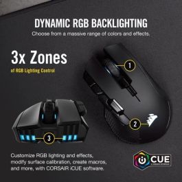 Corsair IRONCLAW RGB WIRELESS Ratón óptico inalámbrico recargable para juegos Corsair IRONCLAW RGB WIRELESS Ratón óptico inalámbrico recargable para juegos