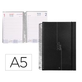 Agenda Espiral Liderpapel Olbia A5 2025 Dia Pagina Color Negro Papel 60 gr