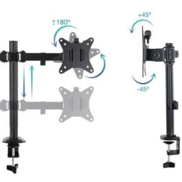 Tooq DB1802TN-B Soporte de Mesa para 2 Monitores 17-27", Giratorio, Inclinable, VESA 75x75/100x100, hasta 8kg/brazo, Negro