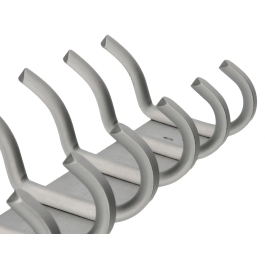 Liderpapel Perchero de Pared Metálico 6 Colgadores, Color Plata Mate, 430x88x55 mm