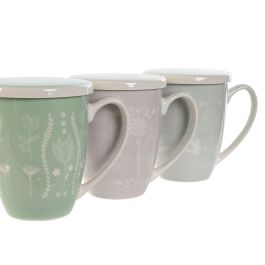 Mug Infusiones Scandi DKD Home Decor Verde Rosa Palo 9 x 11 x 12 cm (6 Unidades)