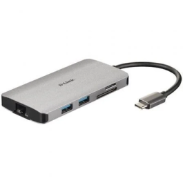 D-Link Hub USB-C DUB-M810 8 Puertos con HDMI 4K, 3x USB 3.0, SD/microSD, Gigabit Ethernet, Suministro de Energía 100W, Gris Aluminio Precio: 57.9900002. SKU: S0439253