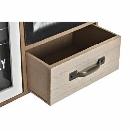 DKD Home Decor Cajonera Estilo Shabby Chic con 4 Cajones, en MDF, Metal y Cristal, Verde Menta y Marrón con Café Vichy, 30x10x29 cm