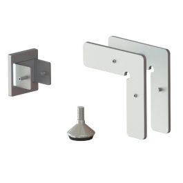 Herrajes Fab.Nacional Kit de Herrajes para Sistema KUADRO Soportes, Escuadras y Pie Nivelador para 1 Perfil Autoportante Acabado Plata Mate