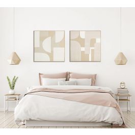 DKD Home Decor Juego de 2 Cuadros Scandi Modernos Beige Blanco de Lino y PS para Decoración de Pared de 90x90x3.8 cm DKD Home Decor Juego de 2 Cuadros Scandi Modernos Beige Blanco de Lino y PS para Decoración de Pared de 90x90x3.8 cm