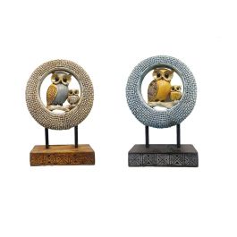 DKD Home Decor Figura Decorativa de Búhos Estilo Boho de Resina y Metal, Colores Beige y Azul, 25.5 x 16.5 x 6 cm, (Pack de 2 Unidades) Precio: 42.78999956. SKU: S3039661