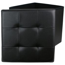 Home Deco Factory Caja Puf Plegable Negro con Almacenamiento y Asiento