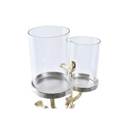 DKD Home Decor Portavelas Dorado Aluminio y Cristal 15 x 48 x 29 cm