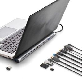 NGS WONDERDOCK12 Adaptador Multipuerto USB-C: 2xHDMI 4K, 1xVGA, 3xUSB 3.0, 1xRJ45, Lector Tarjetas SD/TF, USB-C PD 100W, Gris