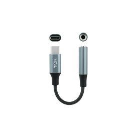 Nano Cable 10.24.1204 Adaptador de Audio USB Tipo-C Macho a Jack 3.5 Hembra Negro/Gris Nylon Aluminio 11cm