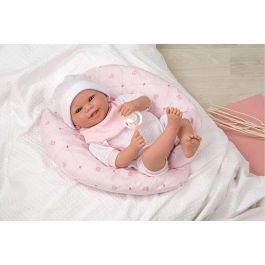 Muñeca Elegance Edur 40 cm con cuerpo blando, traje rosa y cojin (muñeco con peso)