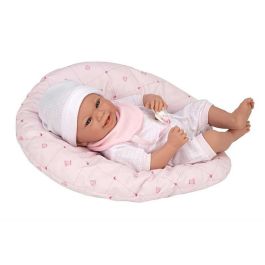 Muñeca Elegance Edur 40 cm con cuerpo blando, traje rosa y cojin (muñeco con peso)