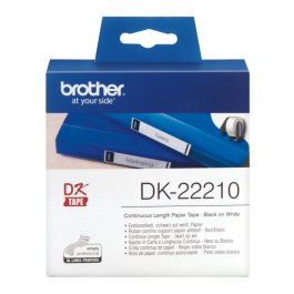 Papel Continuo para Impresoras Brother DK22210 29 x 30,48 mm Blanco Negro 80 g/m² (1 unidad)