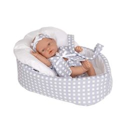 Muñeca elegance 26 cm pillines azul c/capazo