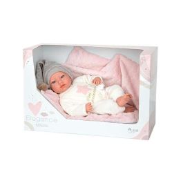 Muñeca elegance aria rosa con portabebe, incluye chupete (muñeco de peso)40 cm