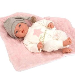 Muñeca elegance aria rosa con portabebe, incluye chupete (muñeco de peso)40 cm