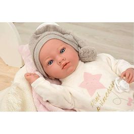 Muñeca elegance aria rosa con portabebe, incluye chupete (muñeco de peso)40 cm