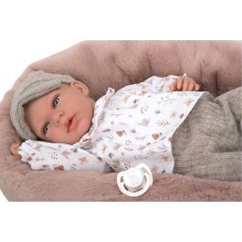 Muñeca elegance andie gris con cojin lactancia, incluye chupete (muñeco de peso)40 cm