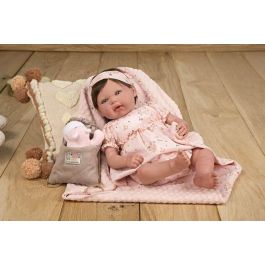 Muñeca reborn esther 45 cm con cuerpo blando, manta peluche y bolsa multiusos (muñeco con peso)