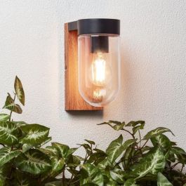 Brilliant CABAR Aplique Exterior E27 1x40W - Madera oscura, negro, metal y vidrio Brilliant CABAR Aplique Exterior E27 1x40W - Madera oscura, negro, metal y vidrio