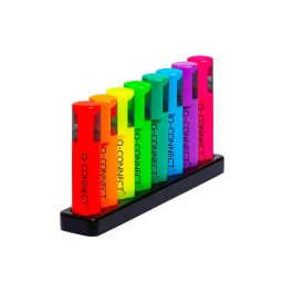 Rotulador Q-Connect Fluorescente Neon Punta Biselada Estuche De Sobremesa 8 Colores Surtidos