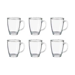 Vivalto Taza de Vidrio con Asa para Desayuno 370 ml Transparente – Apta Lavavajillas, 12x10.5x9 cm (24 Unidades)
