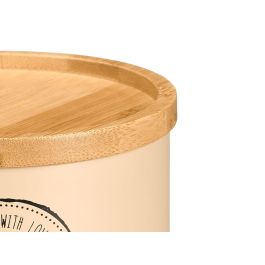 Kinvara Tarro Apilable con Tapa de Bambú, Surtido Beige, 12.7x10x12.7 cm (Set de 12)