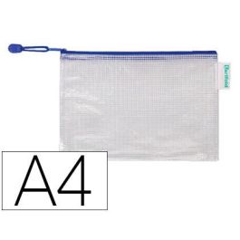 Bolsa Multiusos Tarifold Pvc Din A4 Apertura Superior Con Cremallera Portaboligrafo Y Correa Azul 8 unidades