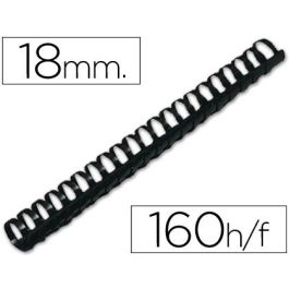 Canutillo Q-Connect Redondo 18 mm Plastico Negro Capacidad 160 Hojas Caja De 50 Unidades