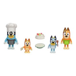 MOOSE 18916 Pack 4 Figuras Let'S Play Chef Bluey, Bingo, Bandt y Chill de la familia de Bluey para +3 años