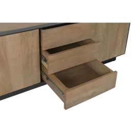 DKD Home Decor Mueble TV de Mango y Metal 180x44x55 cm Colección Sand Village Acabado Chorro de Arena