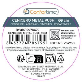 Inde Cenicero Acero Push 9 cm