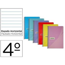 Cuaderno Espiral Papercop Cuarto Tapa Plastico 80H 90 gr Rayado Horizontal Con Margen Colores Surtidos 6 unidades