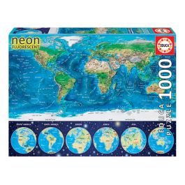 Puzzle Educa World Map Neon 16760.0 1000 Piezas Precio: 41.68999945. SKU: B124B4A37S