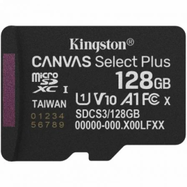 Kingston SDCS3/128GBSP Tarjeta de Memoria microSDXC Canvas Select Plus 128GB Clase 10 U1 V10 A1 150MB/s Lectura Precio: 23.50000048. SKU: B1ABXLD8KC