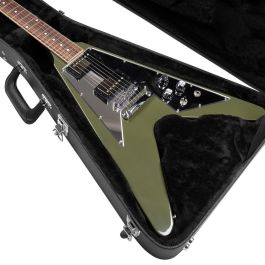 GATOR Estuche Rígido de Madera Deluxe para Guitarra Eléctrica Flying V Negro – Protección Robusta (4,63 kg)