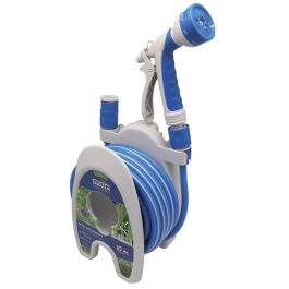 Aqua Control Carrito Portamanguera Especial Terrazas 10m PVC con Pistola 7 Formas Riego, 2 Conectores y Adaptador