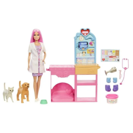 Barbie Set de Juego de Clínica Veterinaria Barbie Muñeca y Accesorios JFX93