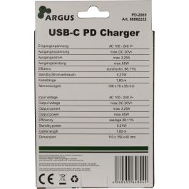 Inter-Tech Cargador USB-C 65W Negro PD-2065 para Portátiles y Dispositivos Móviles, Carga Rápida Potente