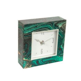 Reloj de Mesa Romimex Verde Transparente Crema Vidrio 14 x 14 x 4 cm