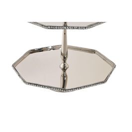 DKD Home Decor Centro de Mesa Tradicional de Aluminio Plateado Desmontable 28x28x47 cm